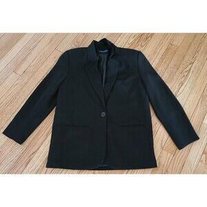 Karen Scott Black Blazer Jacket 8 Petite Work Office Long Sleeve Front Pockets